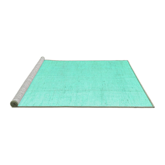 Sideview of Machine Washable Solid Turquoise Modern Area Rugs, wshabs5004turq