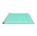 Sideview of Machine Washable Solid Turquoise Modern Area Rugs, wshabs5004turq