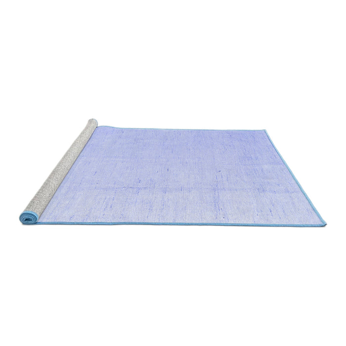 Sideview of Machine Washable Solid Blue Modern Rug, wshabs5004blu