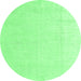 Round Machine Washable Solid Emerald Green Modern Area Rugs, wshabs5004emgrn