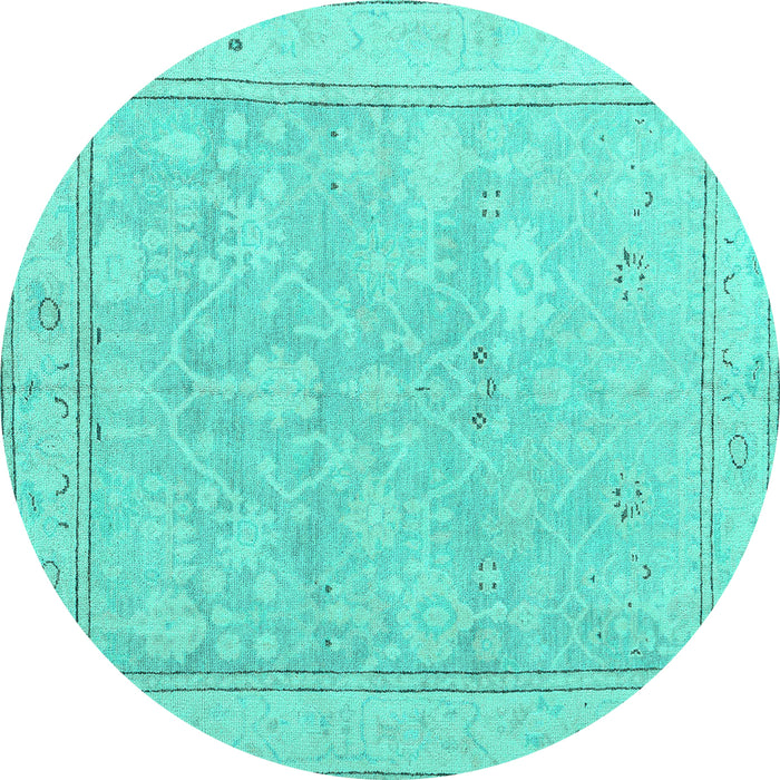 Round Oriental Turquoise Traditional Rug, abs5005turq