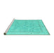 Sideview of Machine Washable Oriental Turquoise Traditional Area Rugs, wshabs5005turq