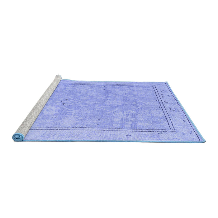 Sideview of Machine Washable Oriental Blue Traditional Rug, wshabs5005blu