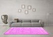 Machine Washable Oriental Pink Traditional Rug in a Living Room, wshabs5005pnk