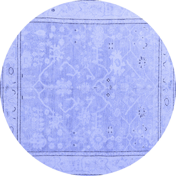 Round Oriental Blue Traditional Rug, abs5005blu