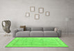 Machine Washable Oriental Green Traditional Area Rugs in a Living Room,, wshabs5005grn