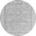 Round Machine Washable Oriental Gray Traditional Rug, wshabs5005gry