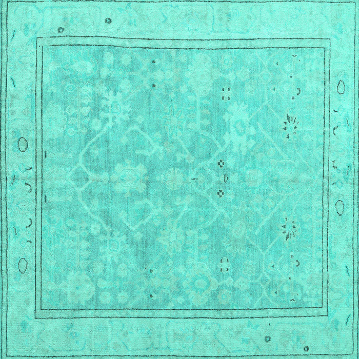 Square Oriental Turquoise Traditional Rug, abs5005turq