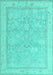 Machine Washable Oriental Turquoise Traditional Area Rugs, wshabs5005turq