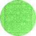 Round Oriental Green Traditional Rug, abs5005grn