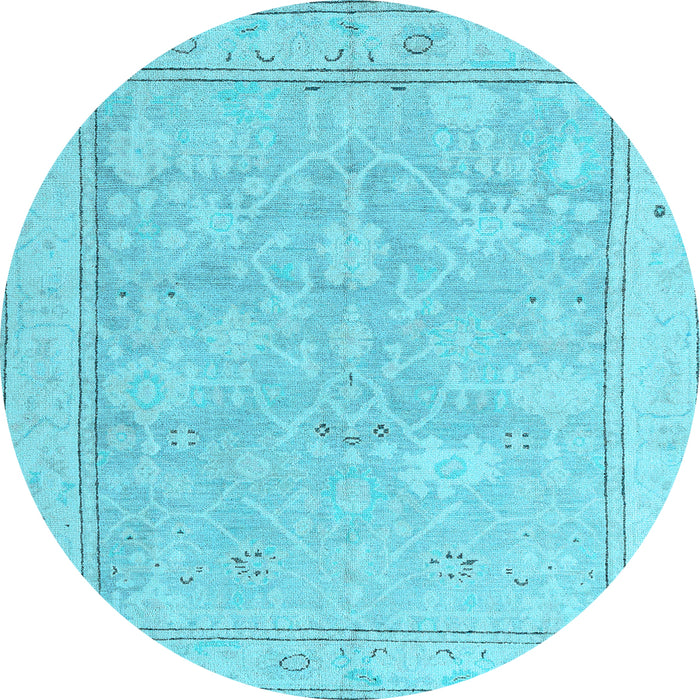 Round Oriental Light Blue Traditional Rug, abs5005lblu