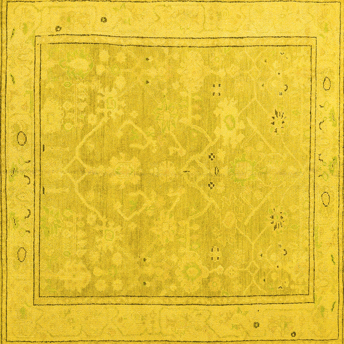 Square Machine Washable Oriental Yellow Traditional Rug, wshabs5005yw