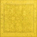 Square Machine Washable Oriental Yellow Traditional Rug, wshabs5005yw