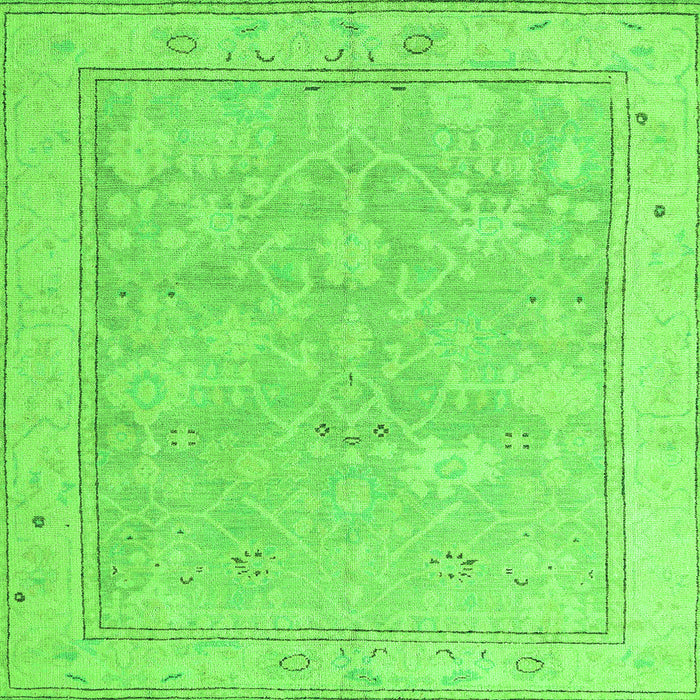 Square Oriental Green Traditional Rug, abs5005grn