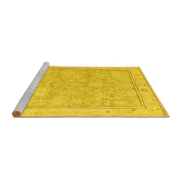 Sideview of Machine Washable Oriental Yellow Traditional Rug, wshabs5005yw