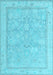 Machine Washable Oriental Light Blue Traditional Rug, wshabs5005lblu