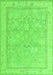 Machine Washable Oriental Green Traditional Area Rugs, wshabs5005grn