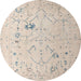 Round Abstract Tan Brown Oriental Rug, abs5006