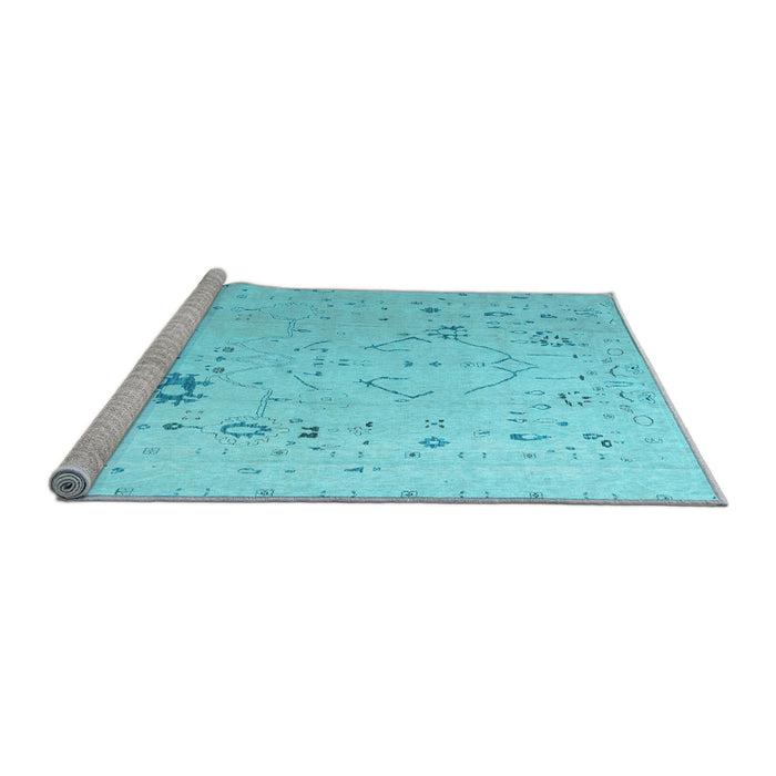 Sideview of Machine Washable Oriental Light Blue Traditional Rug, wshabs5006lblu