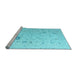 Sideview of Machine Washable Oriental Light Blue Traditional Rug, wshabs5006lblu