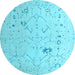 Round Oriental Light Blue Traditional Rug, abs5006lblu