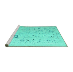 Sideview of Machine Washable Oriental Turquoise Traditional Area Rugs, wshabs5006turq