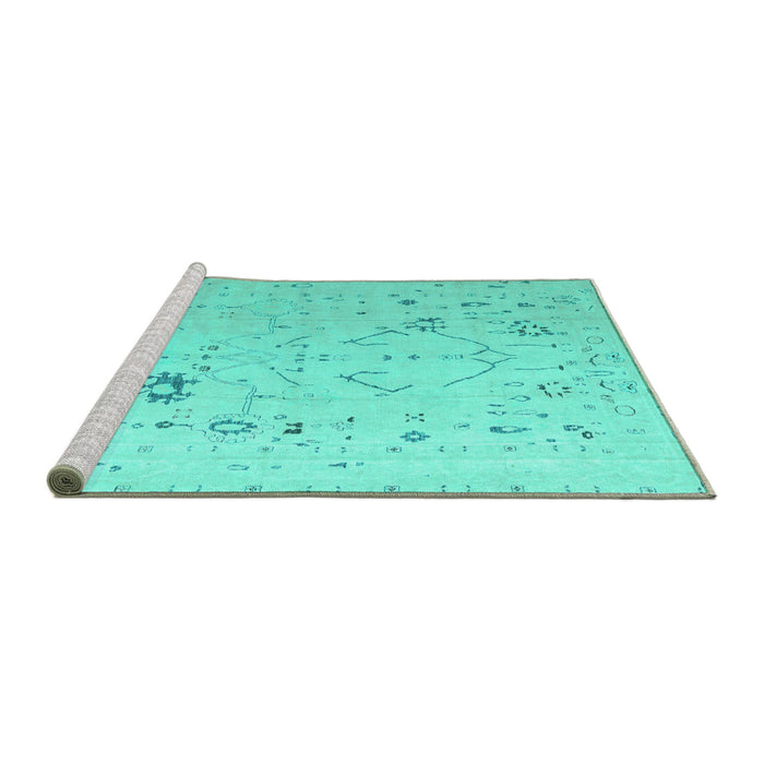 Sideview of Machine Washable Oriental Turquoise Traditional Area Rugs, wshabs5006turq