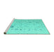 Sideview of Machine Washable Oriental Turquoise Traditional Area Rugs, wshabs5006turq