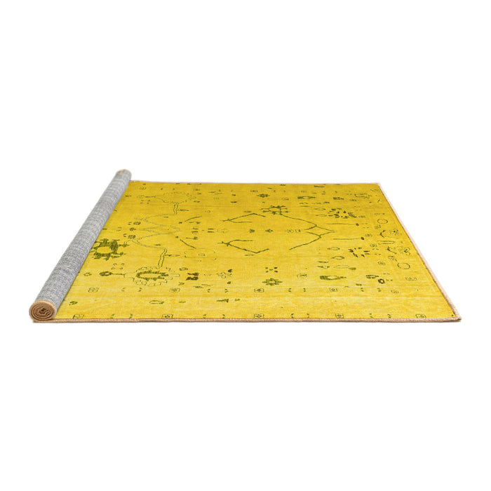 Sideview of Machine Washable Oriental Yellow Traditional Rug, wshabs5006yw