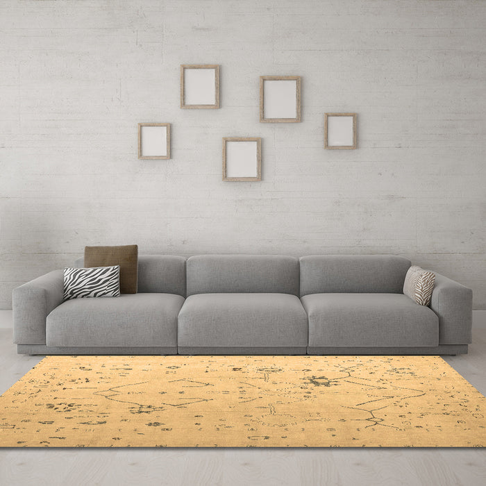 Machine Washable Oriental Brown Traditional Rug in a Living Room,, wshabs5006brn