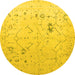 Round Machine Washable Oriental Yellow Traditional Rug, wshabs5006yw