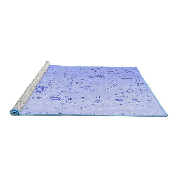 Sideview of Machine Washable Oriental Blue Traditional Rug, wshabs5006blu