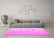 Machine Washable Oriental Pink Traditional Rug in a Living Room, wshabs5006pnk