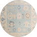 Round Abstract Sage Green Oriental Rug, abs5007