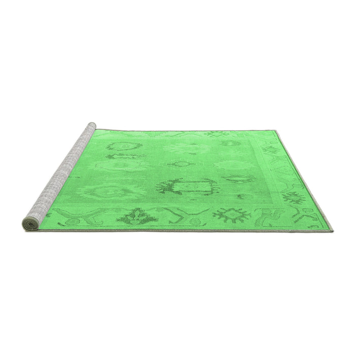 Sideview of Machine Washable Oriental Emerald Green Traditional Area Rugs, wshabs5007emgrn