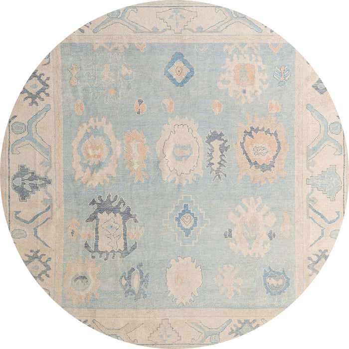 Round Machine Washable Abstract Sage Green Rug, wshabs5007