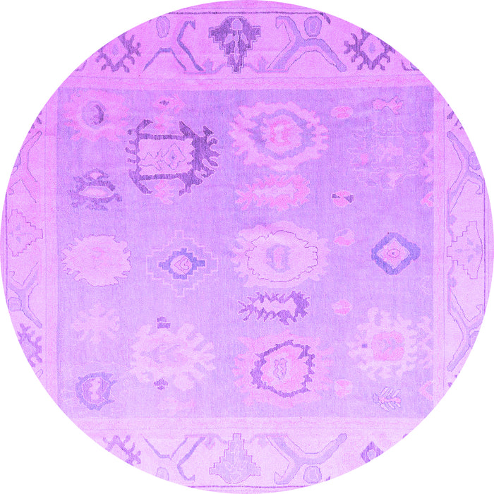 Round Oriental Purple Traditional Rug, abs5007pur