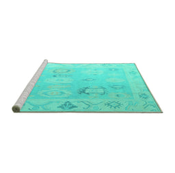 Sideview of Machine Washable Oriental Turquoise Traditional Area Rugs, wshabs5007turq