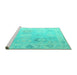 Sideview of Machine Washable Oriental Turquoise Traditional Area Rugs, wshabs5007turq