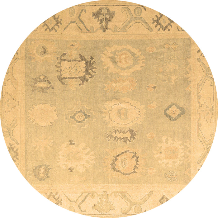 Round Oriental Brown Traditional Rug, abs5007brn