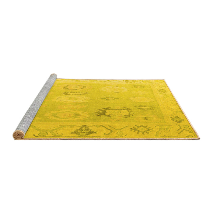 Sideview of Machine Washable Oriental Yellow Traditional Rug, wshabs5007yw