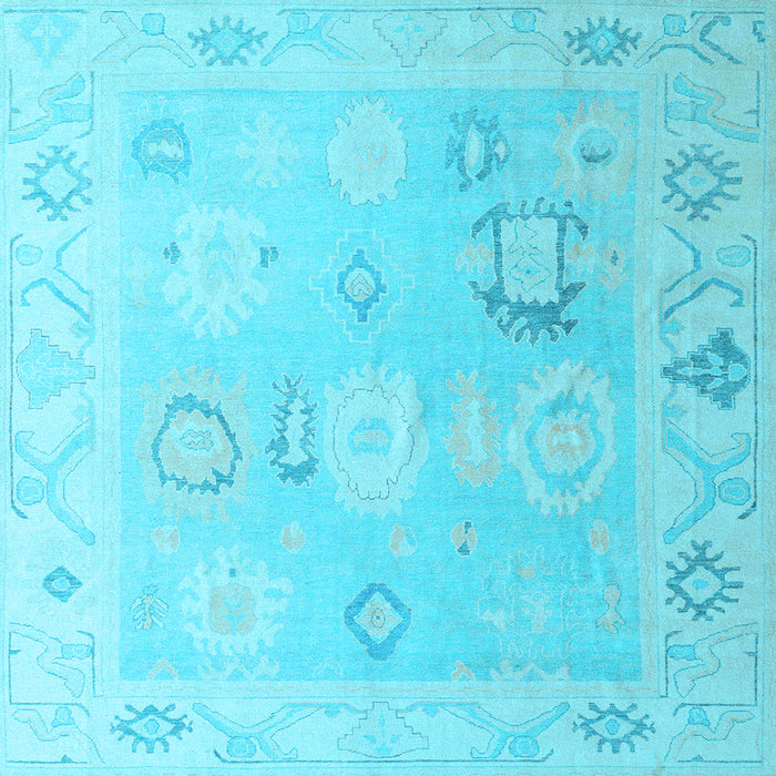 Square Machine Washable Oriental Light Blue Traditional Rug, wshabs5007lblu