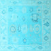 Square Machine Washable Oriental Light Blue Traditional Rug, wshabs5007lblu