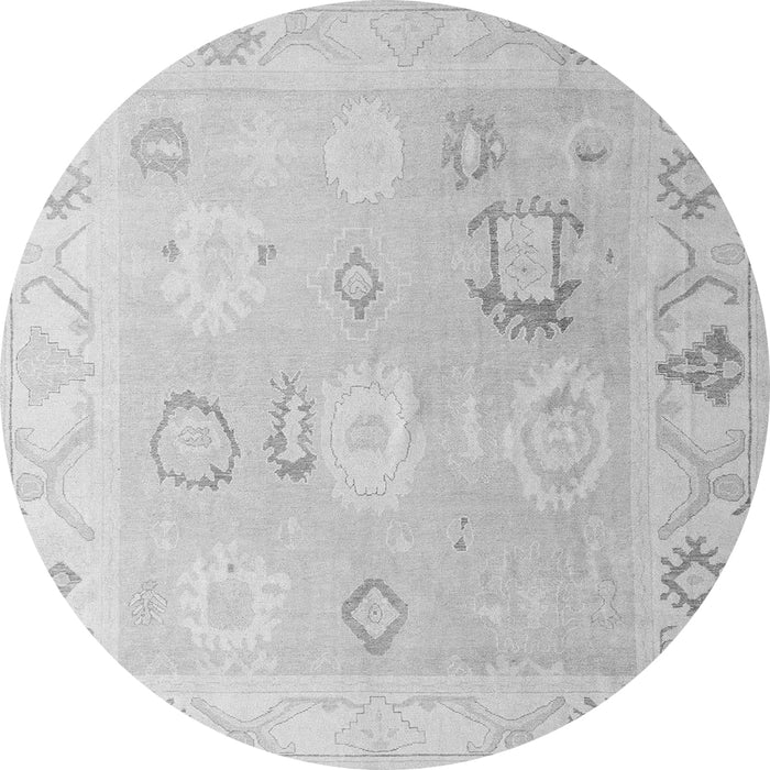 Round Oriental Gray Traditional Rug, abs5007gry