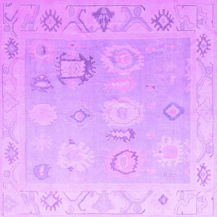 Square Machine Washable Oriental Purple Traditional Area Rugs, wshabs5007pur