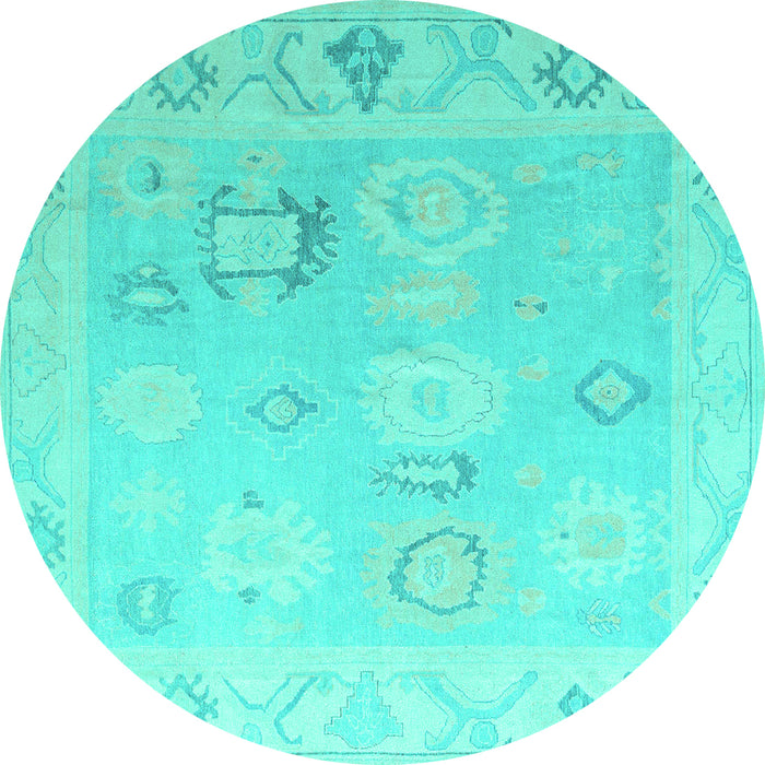 Round Oriental Turquoise Traditional Rug, abs5007turq