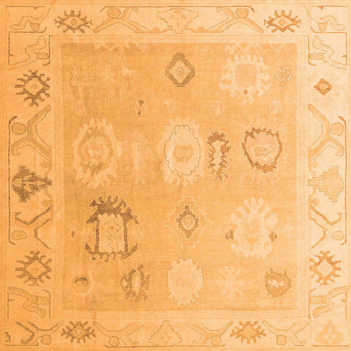 Square Machine Washable Oriental Orange Traditional Area Rugs, wshabs5007org