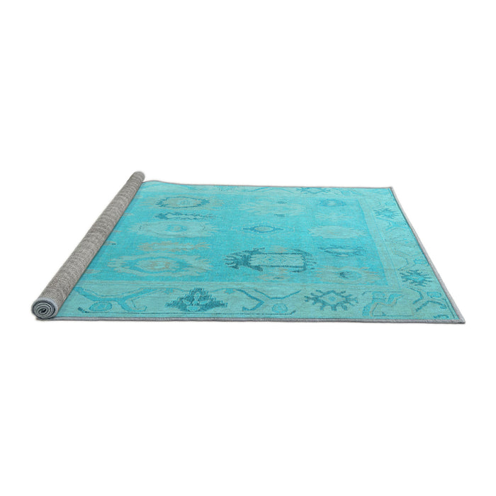 Sideview of Machine Washable Oriental Light Blue Traditional Rug, wshabs5007lblu