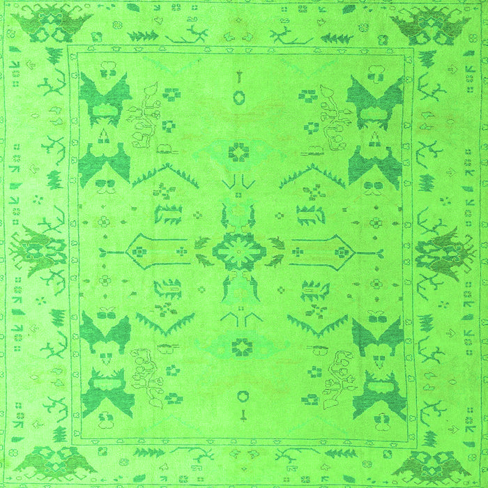 Square Machine Washable Oriental Green Traditional Area Rugs, wshabs5008grn