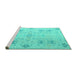 Sideview of Machine Washable Oriental Turquoise Traditional Area Rugs, wshabs5008turq